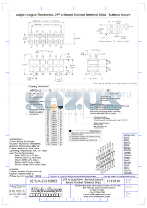 BSTCM-2-D datasheet - .079 cl Dual Row - Surface Mount Board Stacker Terminal Strips