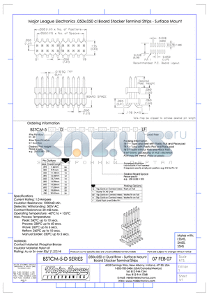 BSTCM-5-DV datasheet - .050*.050 cl Dual Row - Surface Mount Board Stacker Termianl Strips