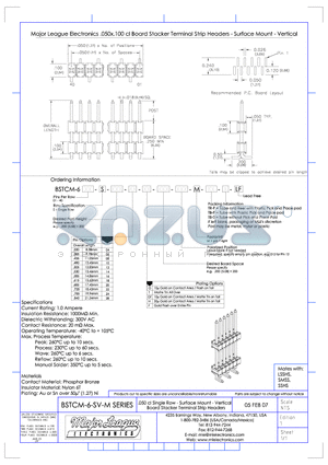 BSTCM-6-SM datasheet - .050 cl Single Row - Surface Mount - Vertical Board Stacker Terminal Strip Headers