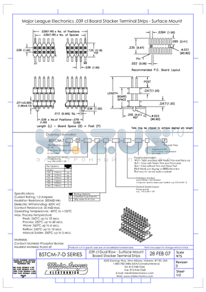 BSTCM-7-DV datasheet - .039 cl Dual Row - Surface Mount Board Stacker Terminal Strips