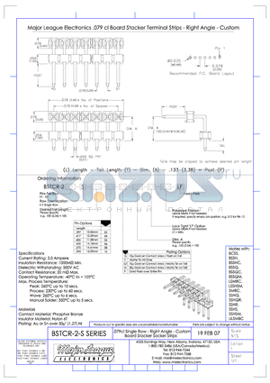 BSTCR-2-S datasheet - .079cl Single Row - Right Angle - Custom Board Stacker Socket Strips