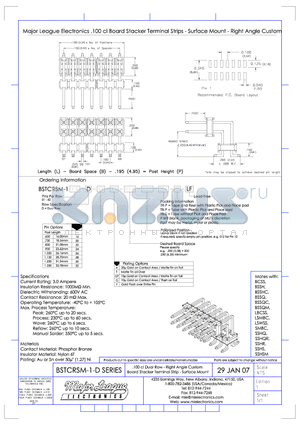 BSTCRSM-1-D datasheet - .100 cl Dual - Right Angle Custom Board Stacker Terminal Strip - Surface Mount