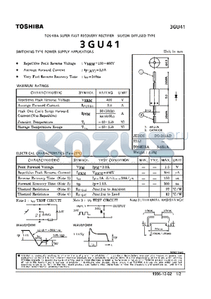 3GU41 datasheet - SILICON DIFFUSED TYPE (SWITCHING TYPE POWER SUPPLY APPLICATIONS)