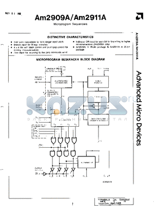 AM2911A/BRA datasheet - MICROPROGRAM SEQUENCER BLOCK DIAGRAM