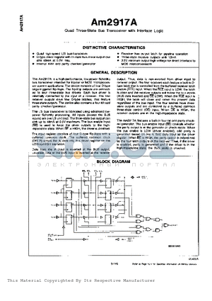 AM2917A datasheet - QUAD THREE STATE BUS TRANSCEIVER WITH INTERFACE LOGIC