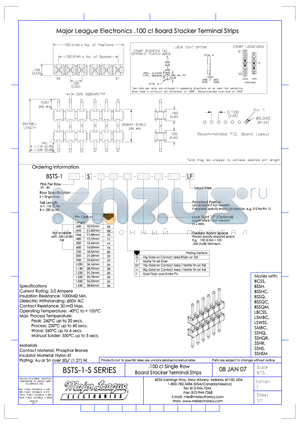BSTS-1-S datasheet - .100cl Single Row Board Stacker Terminal Strips