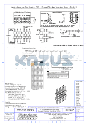 BSTS-2-D datasheet - .079cl Dual Row - Straight Board Stacker Terminal Strips
