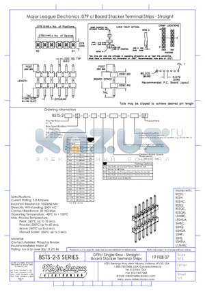 BSTS-2-S datasheet - .079cl Single Row - Straight Board Stacker Terminal Strips