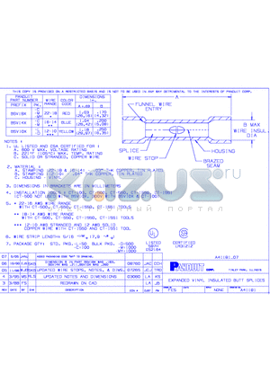 BSV10X-L datasheet - EXPANDED VINYL INSULATED BUTT SPLICES