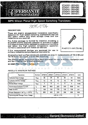 BSV24 datasheet - NPN SILICON PLANAR HIGH SPEED SWITCHING TRANSISTORS