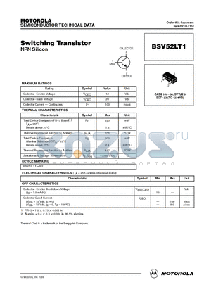 BSV52LT1 datasheet - Switching Transistor(NPN)