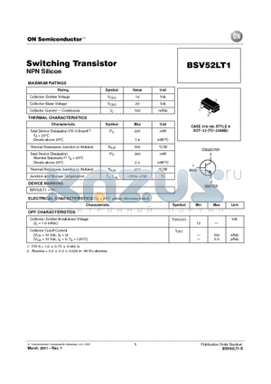 BSV52LT1 datasheet - Switching Transistor  (NPN Silicon)