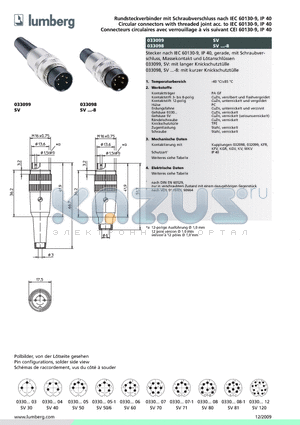 03309804 datasheet - Rundsteckverbinder mit Schraubverschluss nach IEC 60130-9, IP 40