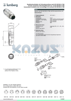 033103 datasheet - Rundsteckverbinder mit Schraubverschluss nach IEC 60130-9, IP 68