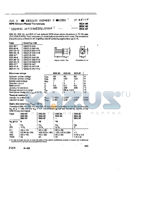 BSX45 datasheet - NPN SILICON PLANAR TRANSISTORS