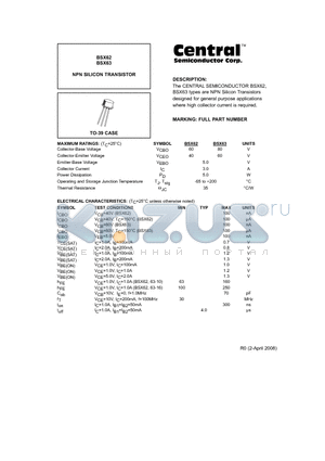 BSX62 datasheet - NPN SILICON TRANSISTOR