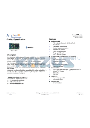 BT-21 datasheet - Bluetooth OEM Module