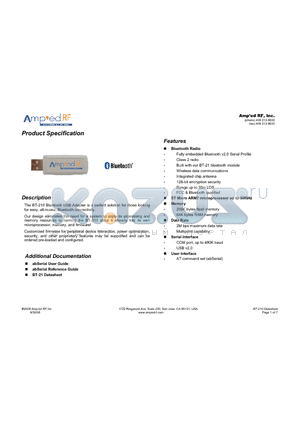 BT-210 datasheet - Bluetooth USB Adapter