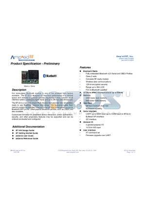 BT-22 datasheet - Surface mount PCB module