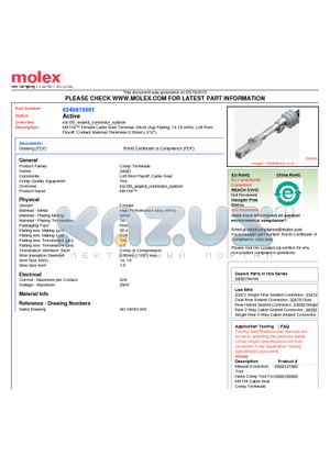 0340815001 datasheet - MX150 Female Cable Seal Terminal