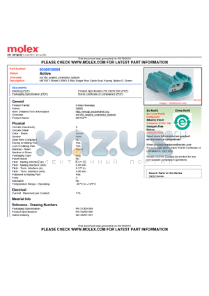 0340910004 datasheet - MX150 1.50mm (.059