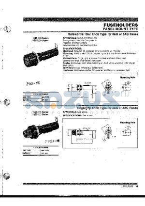 03420001X datasheet - Screwdriver Slot Knob Type for 3AG or 8AG Fuses