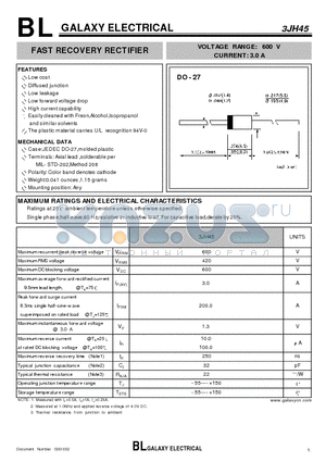 3JH45 datasheet - FAST RECOVERY RECTIFIER