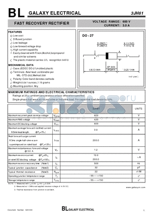 3JH61 datasheet - FAST RECOVERY RECTIFIER