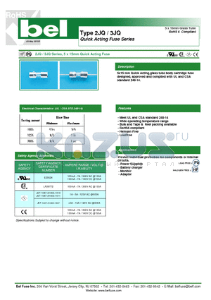 3JQ250-R datasheet - BEL TYPE 2JQ/3JQ QUICK ACTING FUSE SERIES