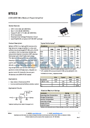 BT013_1 datasheet - 1500-4000 MHz Medium Power Amplifier