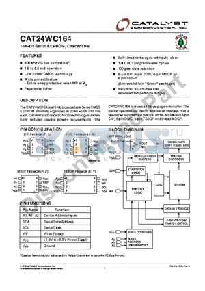 CAT24WC164JITE13 datasheet - 16K-Bit Serial EEPROM, Cascadable