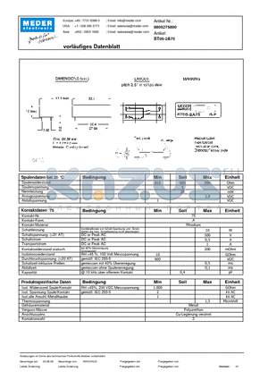 BT05-2A75_DE datasheet - (deutsch) BT Reed Relay