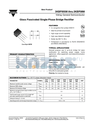 3KBP005M_08 datasheet - Glass Passivated Single-Phase Bridge Rectifier