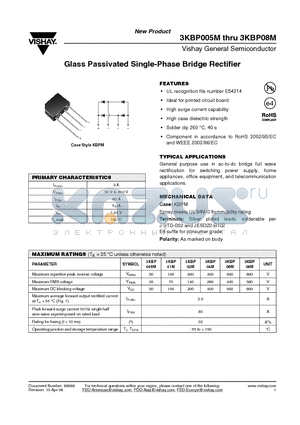 3KBP01M datasheet - Glass Passivated Single-Phase Bridge Rectifier