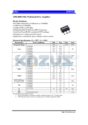 BT05VG2 datasheet - 1500-4000 MHz Wideband Drive Amplifier