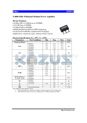 BT09VG datasheet - 5-4000 MHz Wideband Medium Power Amplifier