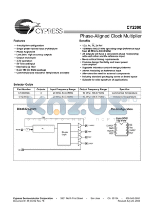 CY2300SI datasheet - Phase-Aligned Clock Multiplier