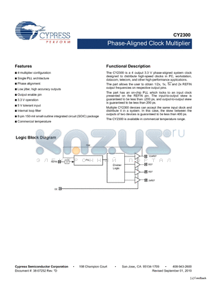 CY2300SXC datasheet - Phase-Aligned Clock Multiplier