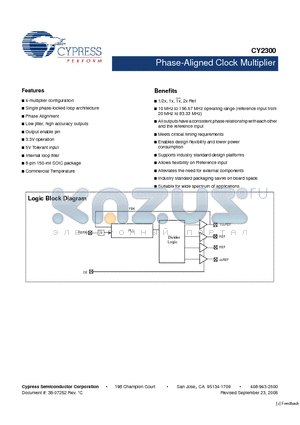 CY2300SXC datasheet - Phase-Aligned Clock Multiplier