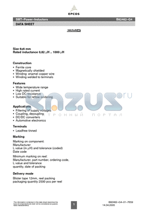 B82462-G4122-M datasheet - SMT-Power-Inductors