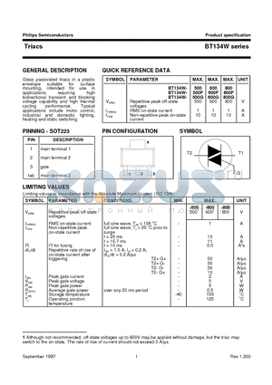 BT134W datasheet - Triacs