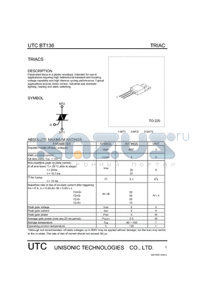 BT136 datasheet - TRIACS