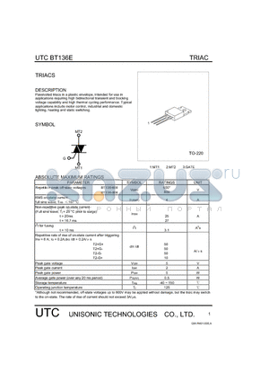 BT136E datasheet - TRIACS