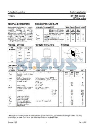 BT136M-500E datasheet - Triacs sensitive gate