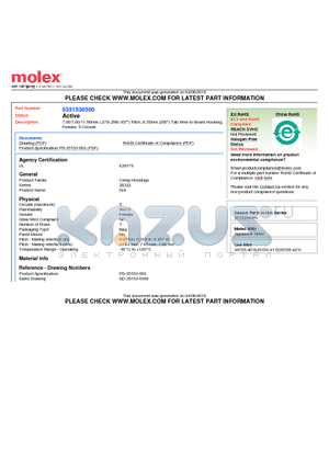 0351530500 datasheet - 7.00/7.60/11.60mm (.276/.299/.457