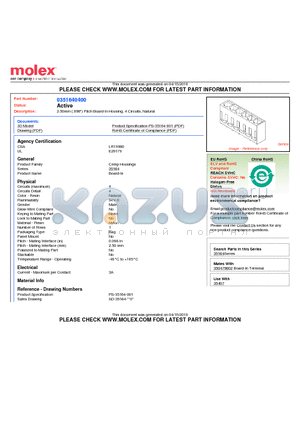 0351640400 datasheet - 2.50mm (.098