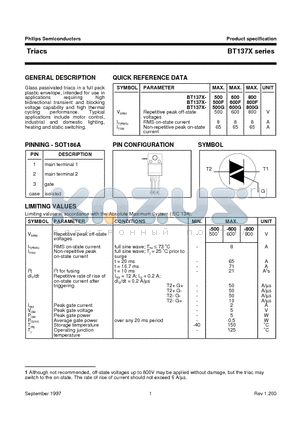 BT137X-600 datasheet - Triacs