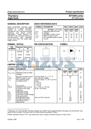 BT150M-500R datasheet - Thyristors logic level