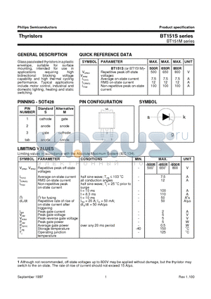 BT151M-650R datasheet - Thyristors