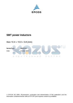 B82475A1 datasheet - SMT power inductors